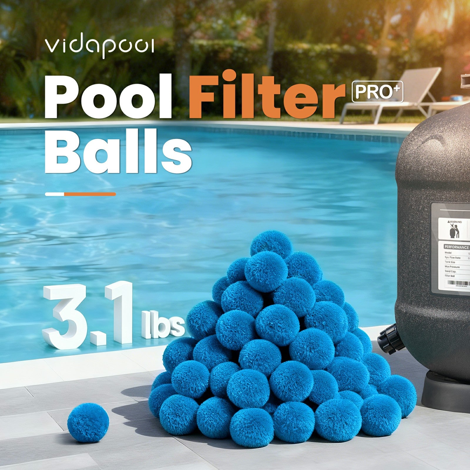 SPSGB031B 3.1 lbs Blue Pool Filter Balls for Sand Filters Replaces 100 lbs Pool Filter Sand