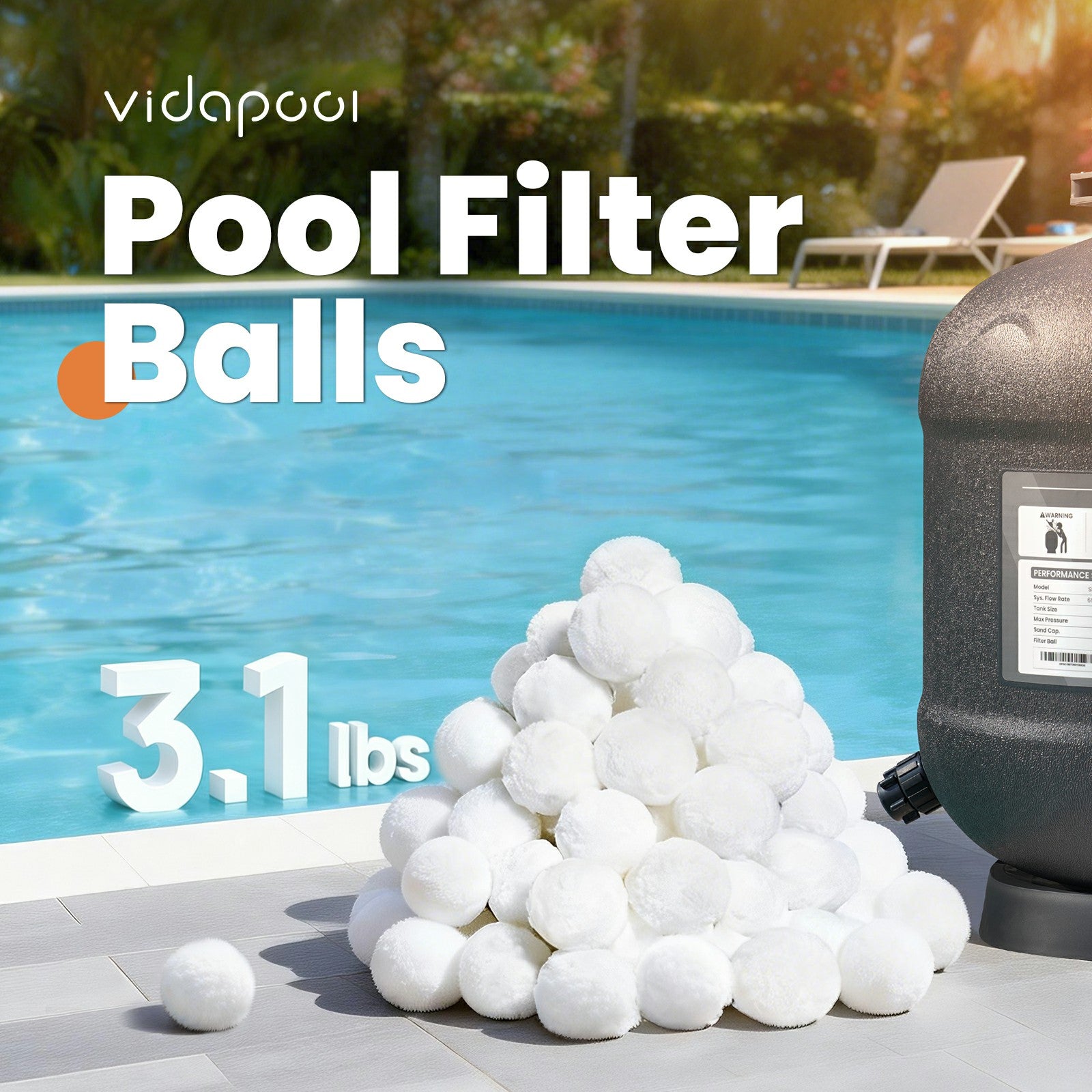 SPSGB031W 3.1 lbs White Pool Filter Balls for Sand Filters Replaces 100 lbs Pool Filter Sand