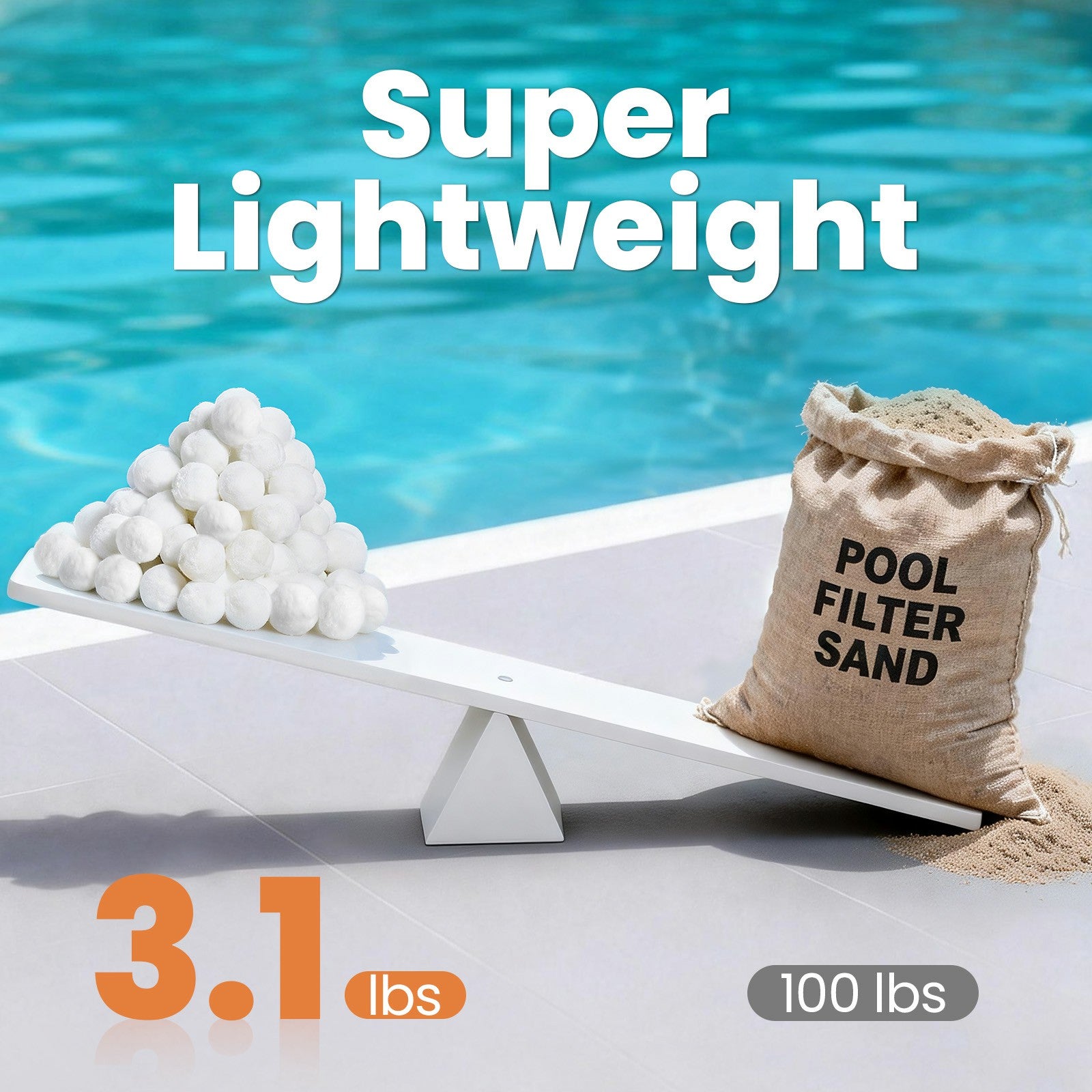 SPSGB031W 3.1 lbs White Pool Filter Balls for Sand Filters Replaces 100 lbs Pool Filter Sand