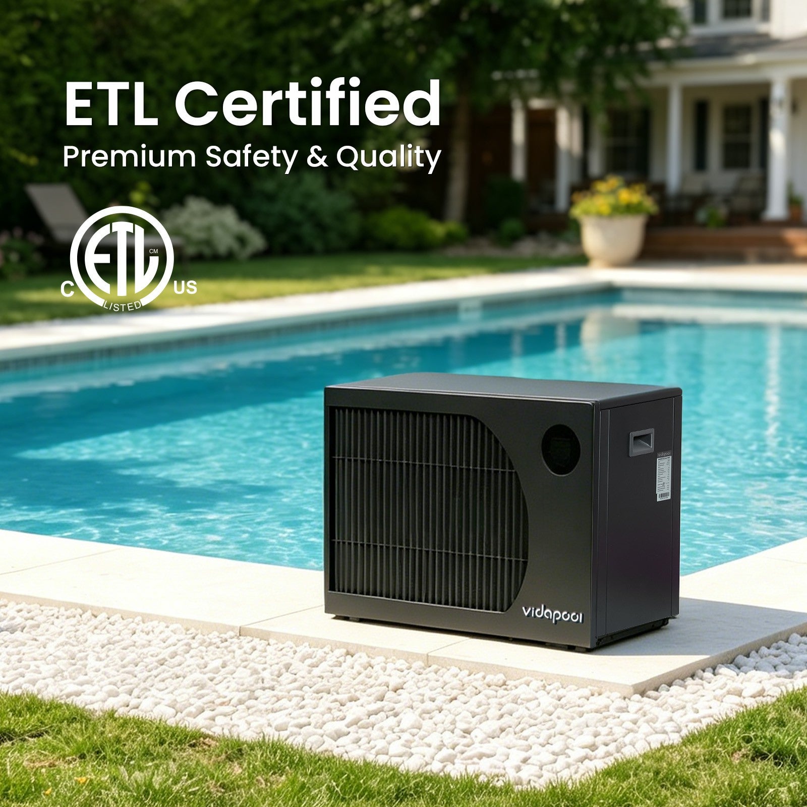 VTX035 35,000 BTU Swimming Pool Heater 12 COP Electric Pool Heat Pump for Above Ground and Inground Pools Heating and Cooling Smart WiFi Control Pools Up to,9000 Gallons