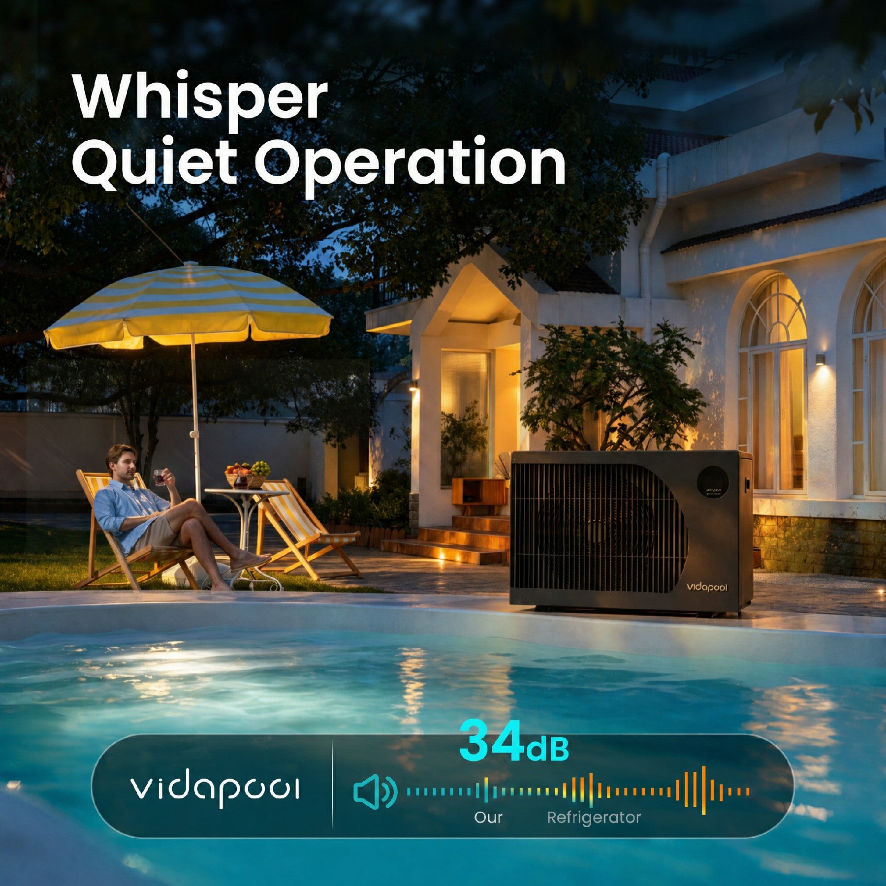 VTX075 75,000 BTU Swimming Pool Heater 12 COP Electric Pool Heat Pump for Above Ground and Inground Pools Heating and Cooling Smart WiFi Control Pools Up to,21000 Gallons
