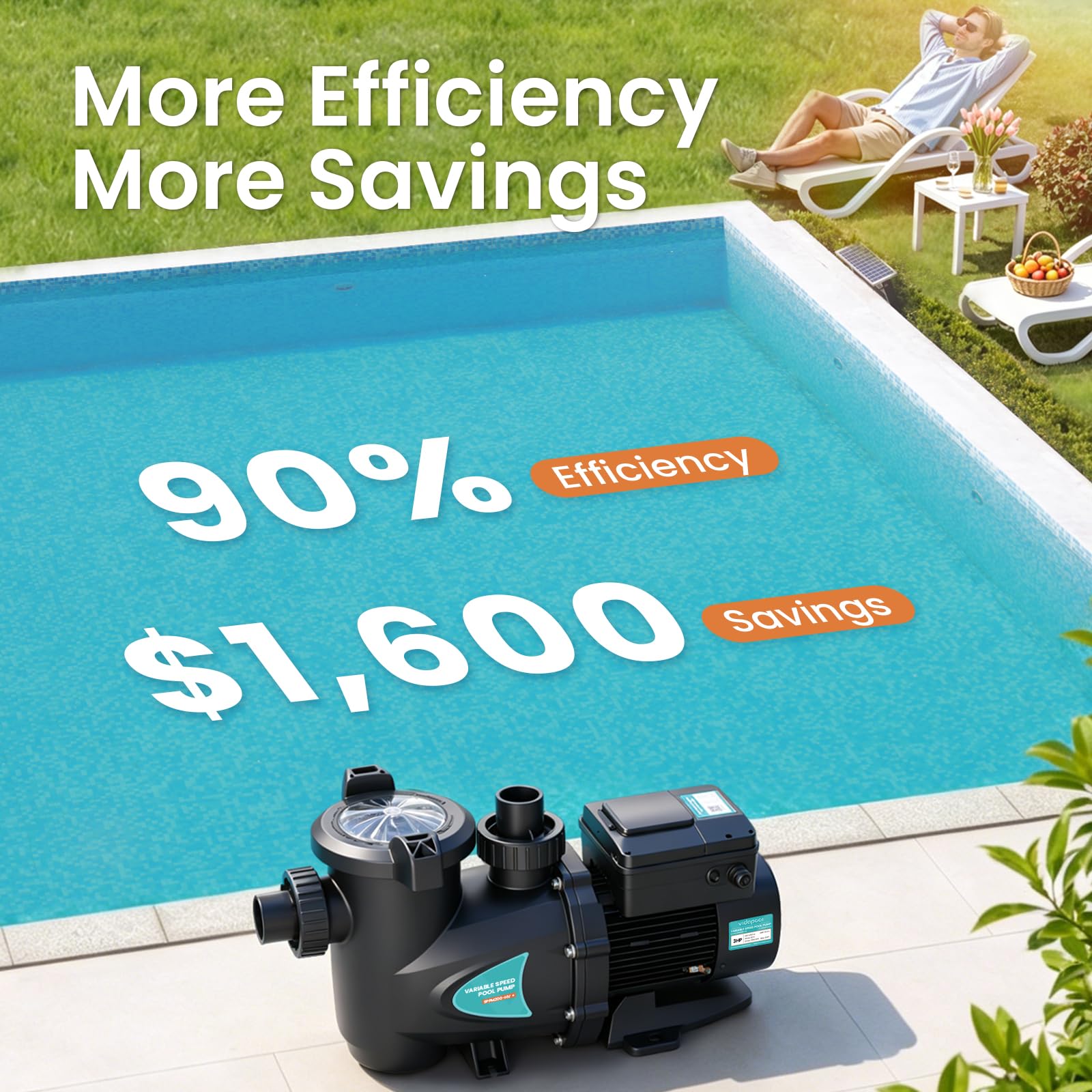 SPPM300-HV Variable Speed Pool Pump, In/Above Pool Pump with Filter Basket, 3 HP, 220V, 11100GPH