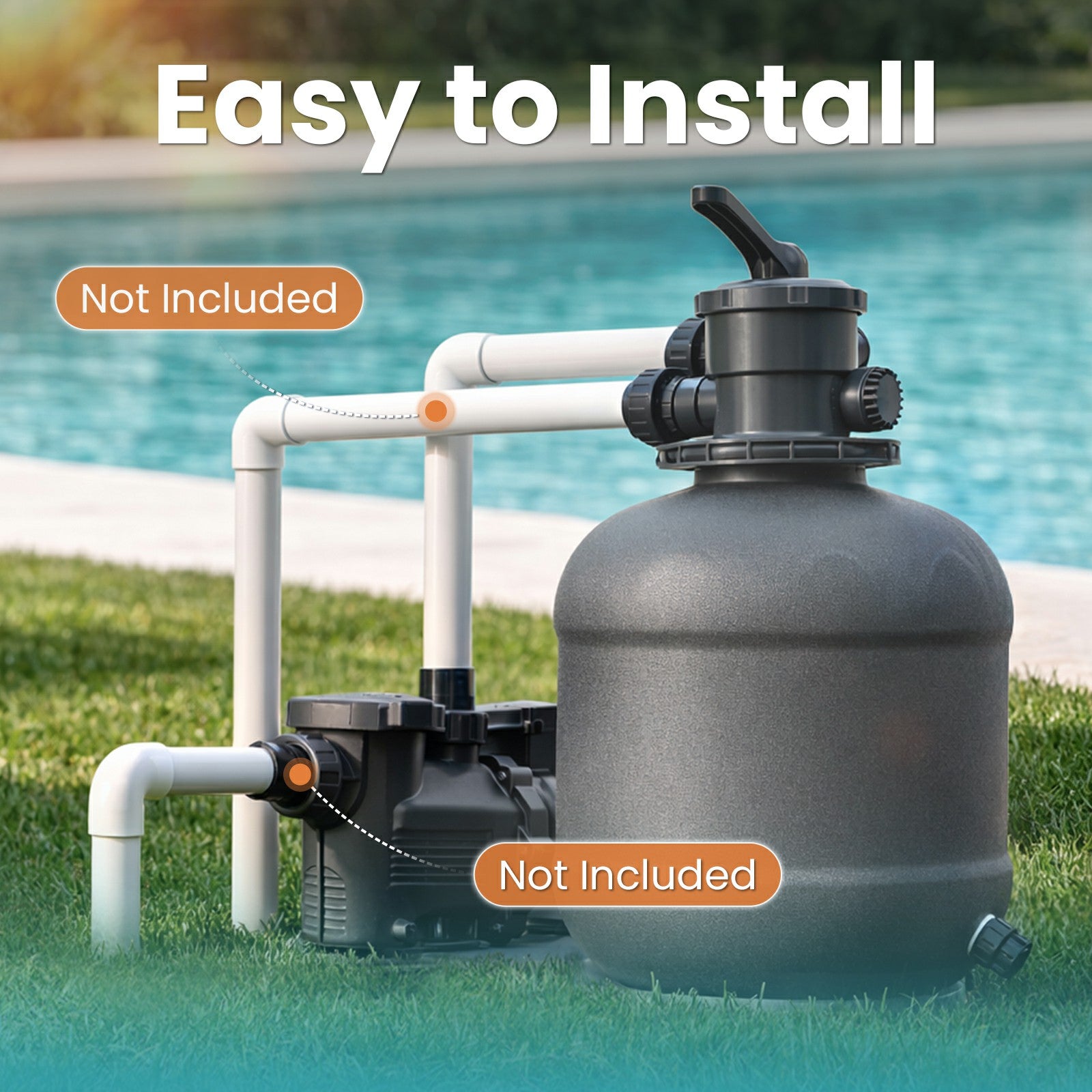 VIDAPOOL Sand Filter System with 6-Way Valve, Top-Mount Valve Pool Sand Filter (Pool Pump Not Included) , 19in Pool Filter Fits all Above Ground Pools & Inground Pools Up to 29000 Gallons
