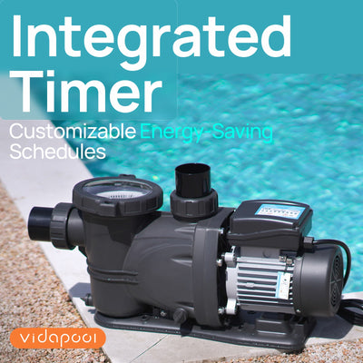 SPT100-LV In/Above Ground Pool Pump, Self Primming High Flow (with Timer, 1HP, 5860 GPH, 115V)