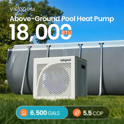 VTX018 18,000 BTU Swimming Pool Heater 7.5 COP Electric Pool Heat Pump for Above Ground and Inground Pools Heating and Cooling Smart WiFi Control Pools Up to,6500 Gallons