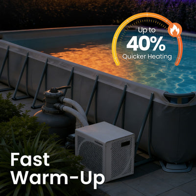 VTX012 12,000 BTU Swimming Pool Heater 7.5 COP Electric Pool Heat Pump for Above Ground and Inground Pools Heating and Cooling Smart WiFi Control Pools Up to,3000 Gallons