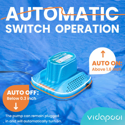 SUC50E 1/2 HP Pool Cover Pump | 2169 GPH | Auto On/Off | 25ft Cord