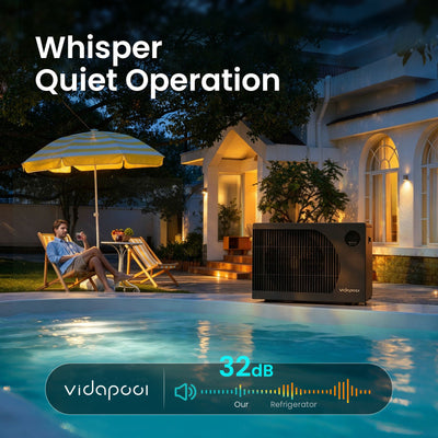 VTX035 35,000 BTU Swimming Pool Heater 12 COP Electric Pool Heat Pump for Above Ground and Inground Pools Heating and Cooling Smart WiFi Control Pools Up to,9000 Gallons