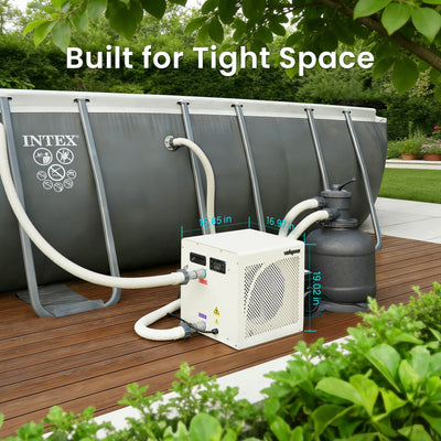 VTX012 12,000 BTU Swimming Pool Heater 7.5 COP Electric Pool Heat Pump for Above Ground and Inground Pools Heating and Cooling Smart WiFi Control Pools Up to,3000 Gallons