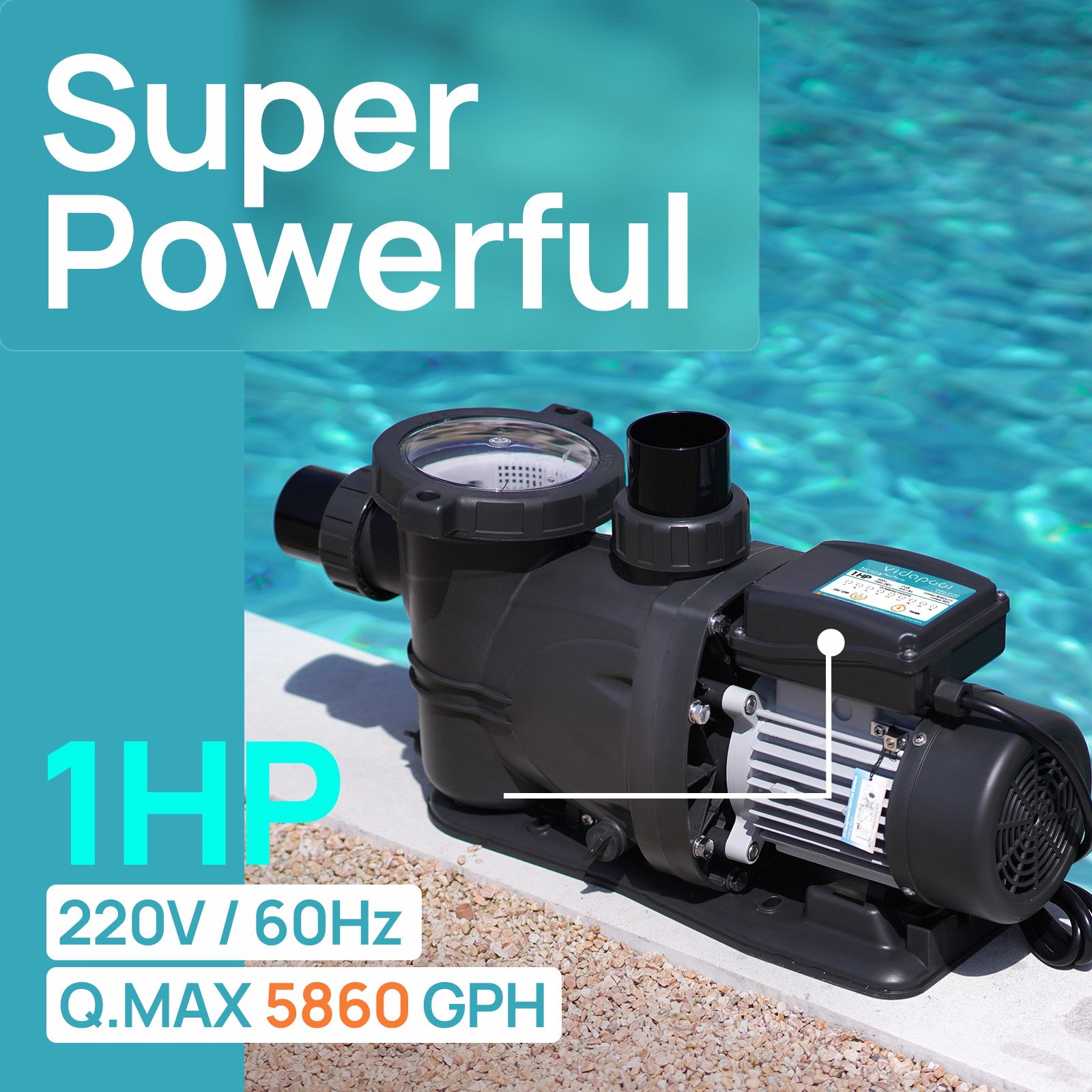 SPT100-LV In/Above Ground Pool Pump, Self Primming High Flow (with Timer, 1HP, 5860 GPH, 115V)