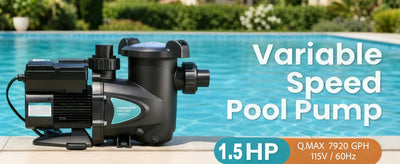SPPM150-LV Variable Speed Pool Pump, In/Above Pool Pump with Filter Basket, 1.5 HP, 115V, 7920GPH