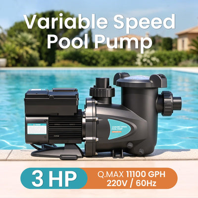 SPPM300-HV Variable Speed Pool Pump, In/Above Pool Pump with Filter Basket, 3 HP, 220V, 11100GPH