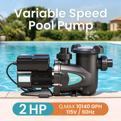 SPPM200-LV Variable Speed Pool Pump, In/Above Pool Pump with Filter Basket, 2 HP, 115V, 10140GPH