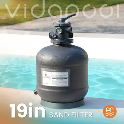 VIDAPOOL Sand Filter System with 6-Way Valve, Top-Mount Valve Pool Sand Filter (Pool Pump Not Included) , 19in Pool Filter Fits all Above Ground Pools & Inground Pools Up to 29000 Gallons