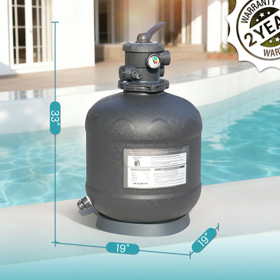 VIDAPOOL Sand Filter System with 6-Way Valve, Top-Mount Valve Pool Sand Filter (Pool Pump Not Included) , 19in Pool Filter Fits all Above Ground Pools & Inground Pools Up to 29000 Gallons